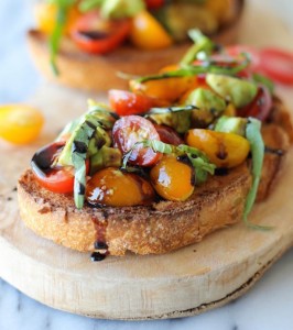 Avocado & Tomato Bruschetta with Balsamic Reduction