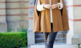Fashionable Fall Cape with a gorgeous brooch accessory