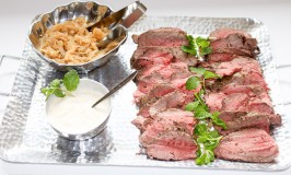 Beef Tenderloin with Caramelized Onions and Horseradish Sauce