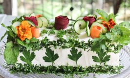 Sandwich Cake Garnished with Herbs