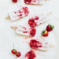 Marbled Strawberry Coconut Popsicles