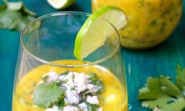 Mango Gazpacho with Crab and Jalapeno Relish