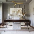 Gorgeous home office with paneled walls by Marie Flanigan